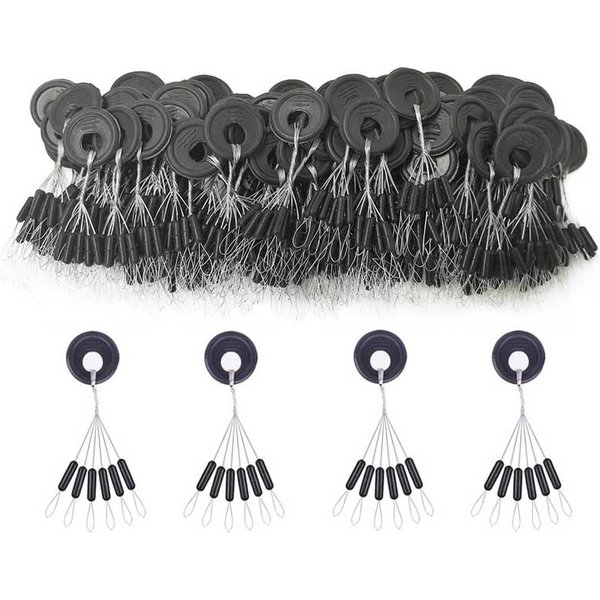 10 Groups 60 Pcs Cylindrical Fishing Bobber Space Bean Float Rubber Bobber Beads Stopper Sinker Stops Connector Fishing Line