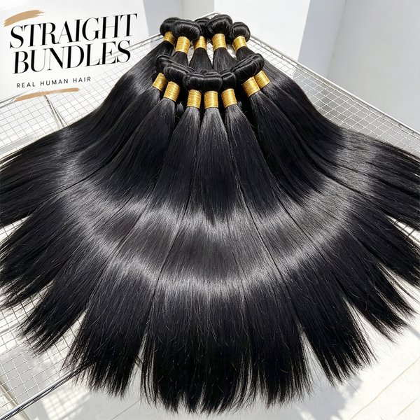 Extensions de cheveux brésiliens naturels lisses et raides, 30-40 pouces, 1, 3 ou 4 mèches, pour femmes noires