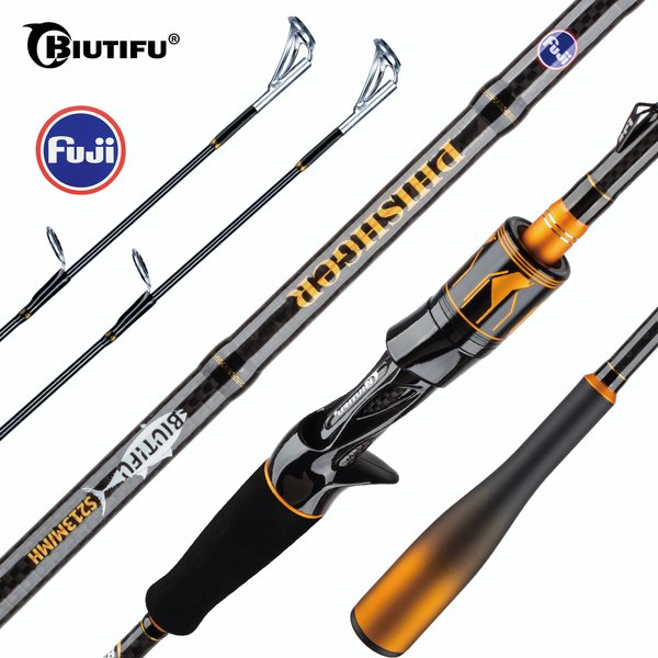 Canne à pêche BIUTIFU Spinning Casting 2 embouts 1,8~2,7m avec guides Fuji, 2 sections, carbone T1000, pour lancer des leurres de 7-80g, pour achigan et brochet, action rapide
