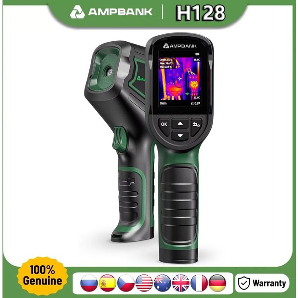 AMPBANK H128 Hand-Wärmebildkamera, 240 x 240 TISR-Auflösung, 25 Hz, 24 Stunden Akkulaufzeit, Temperaturalarm, IP65