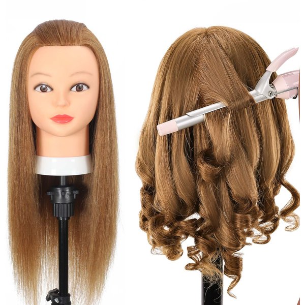 100% tête de Mannequin de cheveux réels avec cheveux humains coiffeur cosmétologie Mannequin Mannequin formation pratique style tête de poupée