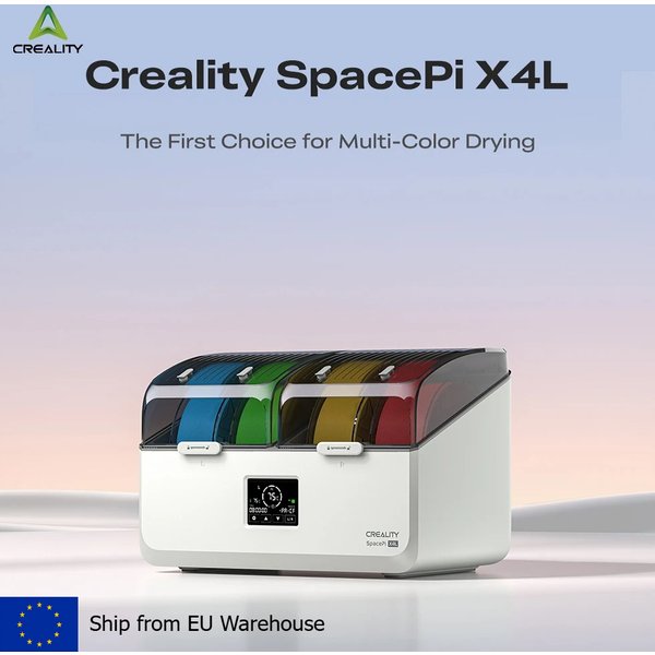 Creality SpacePi X4L Filament-Trockner für 4 Spulen, bis zu 75°C ℃ LCD-Touchscreen, zwei unabhängige Heizkammern, doppelter Sicherheitsschutz