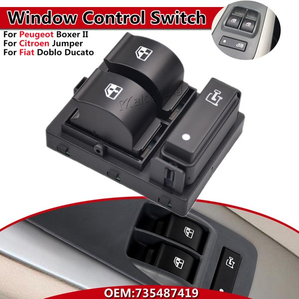 Interrupteur de vitre électrique à 8 broches pour Fiat Doblo Ducato Peugeot Boxer Citroën Relay Jumper Vauxhall Combo MK3 735487419 6490X9
