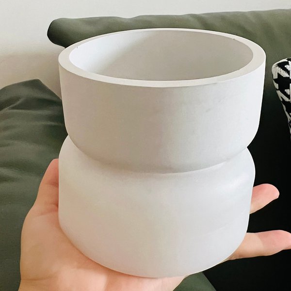 Pot de fleurs en ciment en Silicone, moule rond Simple pour bougie en béton, moules pour tasses de rangement en résine époxy