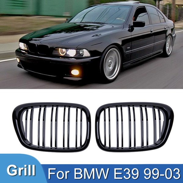 Pulleco Für BMW E39 5 Serie 525 528 Glanz Grille Auto Front Hood Grill Niere GrillesRacing Grill 99-03 zubehör Dual Linie