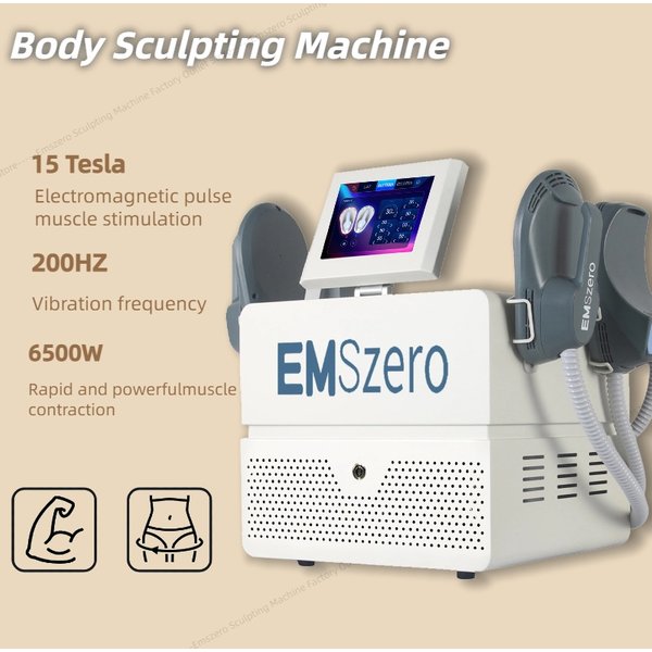EMSzero Professionelles EMS-Körperformungsgerät 15Tesla 6500W 4 RF-Handstücke Körperstraffung Muskelstimulation Gewichtsreduktionsmaschine