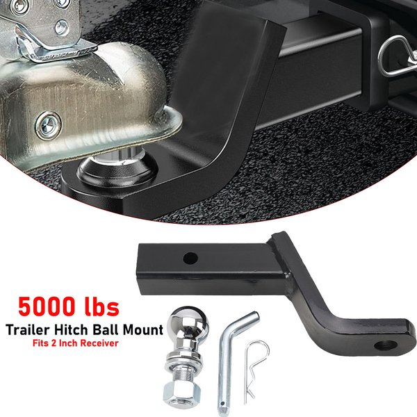 2-Zoll-Anhängerkupplungs-Kugelhalterungsadapter, 5000 lbs Tragfähigkeit, Kugel- und Bolzen-Set für Mehrzweck-Vieh-, Boot- und Wohnwagenanhänger, robuste Stahl-Anhängerkupplung für LKW, SUV und