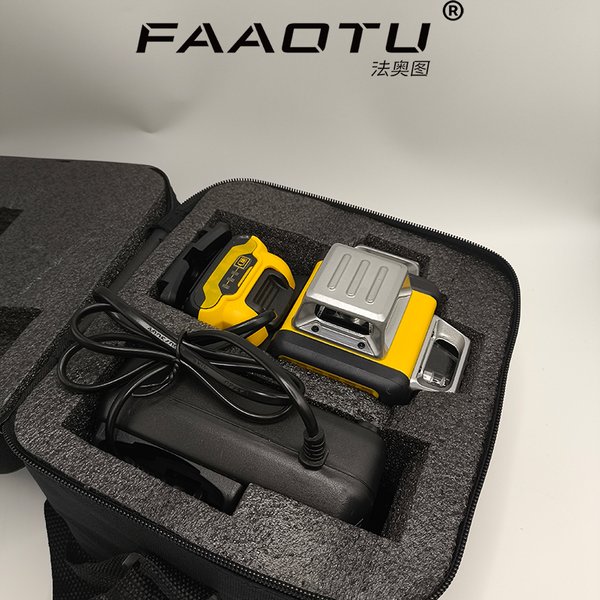 FAAOTU 089LG Professional 3-Sided 12-Line 360° Laser Level 12V DW Battery Compatible Green Laser Tool for Outdoor Use