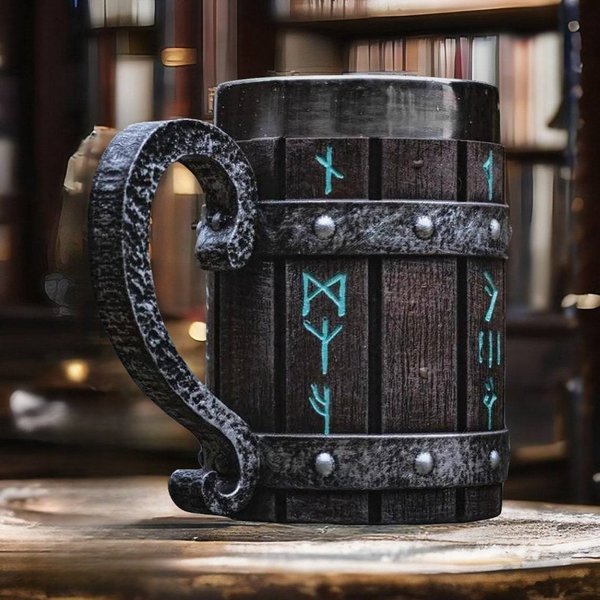 Kubek do piwa Viking Vintage Oak Barrel Stein z wkładką ze stali nierdzewnej Kubek do kawy Kubek do herbaty Kubek o dużej pojemności Pub Bar Party Gift