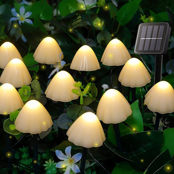 Ensemble de 10/20 pièces 8 Modes de lumières solaires en forme de champignon, lumières de voie solaire, lumière féerique extérieure pour jardin, arrière-cour, pelouse, fête de noël