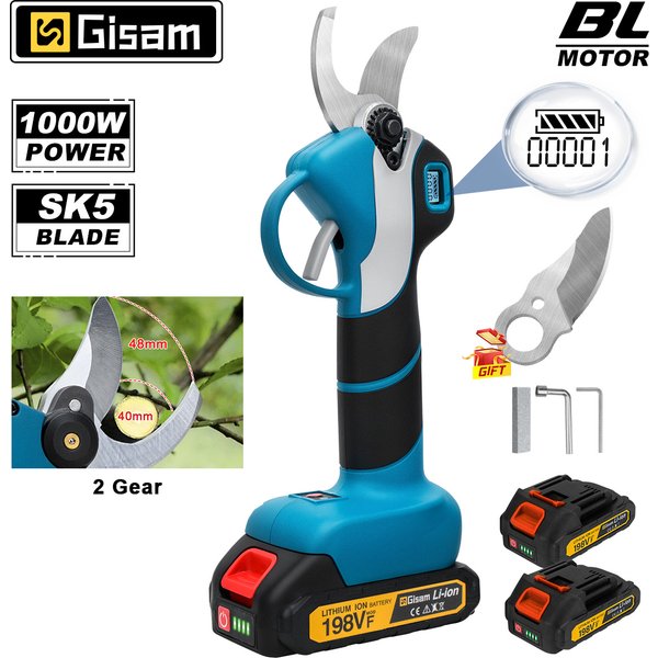 Gisam 1000W 40mm Elektrische Astschere Bürstenlose Kabellose Gartenschere Baumzweigschneider für Makita 18V Akku