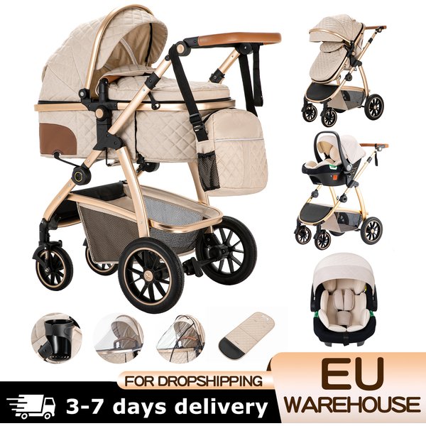 3-in-1-Reisesystem für Kinderwagen, Kinderwagen mit höhenverstellbarem Griff, Reisekinderwagen mit Moskitonetz, Kinderwagen mit Aluminium
