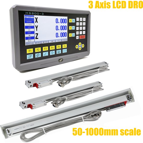 19 Sprachen LCD DRO Kit 3-Achsen-Fräsen Drehmaschine Schleifmaschine Digitalanzeige Anzeige und lineare Skala Encoder