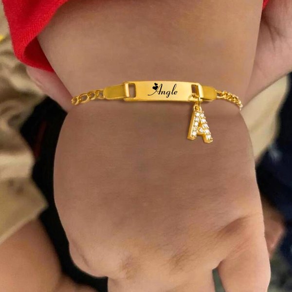 Bracelet avec nom personnalisé avec initiales pour garçon et fille, gravure gratuite, identification de Date, cadeau d'anniversaire