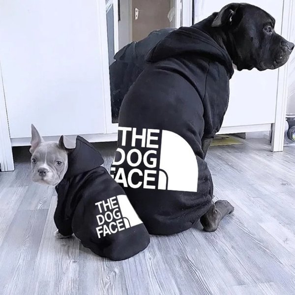 Sweat à capuche pour chien de compagnie, saison d'automne et d'hiver, vêtements pour grands chiens, motif de texte de visage de chien, bouledogue français, veste Labrador