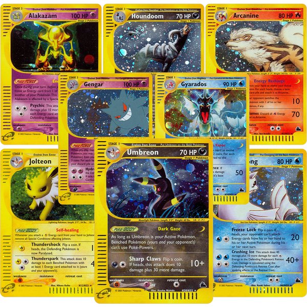 Cartes vintage PKM Skyridge (SK) E-CARD H1-H32 Full Holo Rares PROXY, ensemble de cartes Gyarados Umbreon Flareon, collection classique WOTC