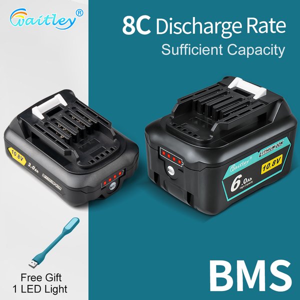 10,8 V 12 V 6 A wiederaufladbarer Li-Ion-Akku für Makita CXT 6,0 Ah Slide Style BL1040 BL1040B BL1015 BL1020B BL1020 BL1016