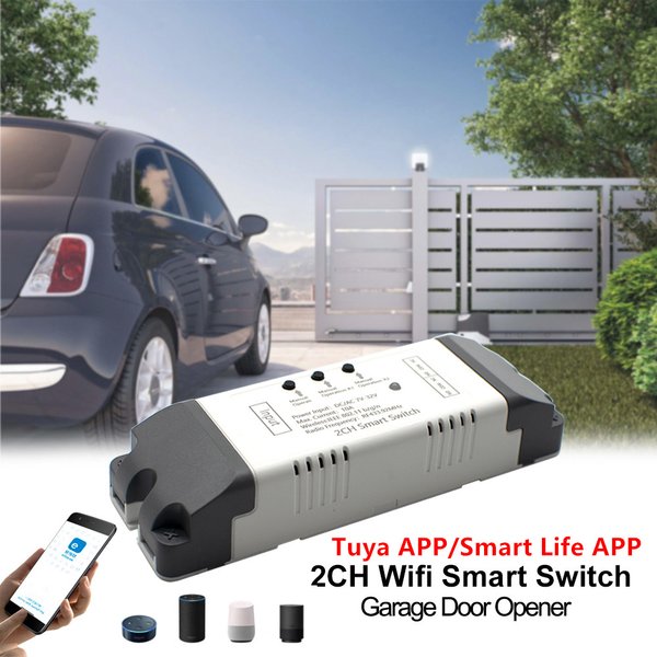 Tuya Smart Leben WIFI 2CH Schalter Modul Garage Türöffner AC DC 7-32V 85-250V Tipp Selbst-Locking Relais DIY Timer Für Alexa