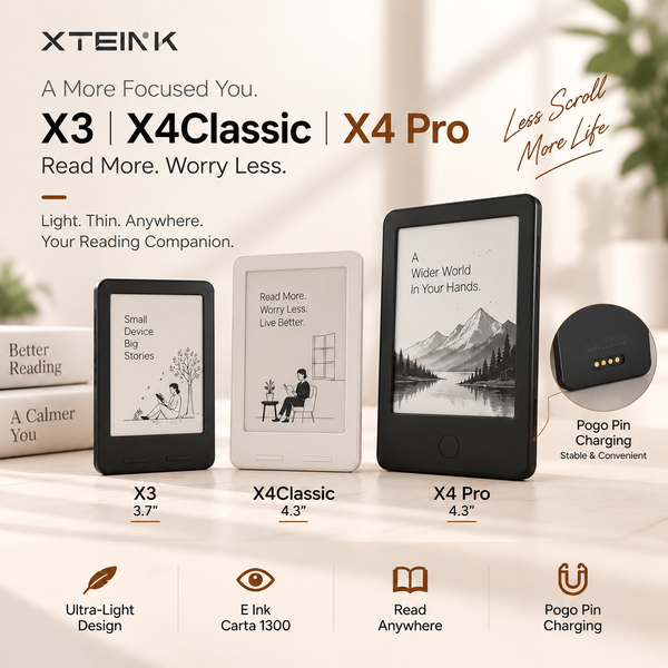 XTEINK X3 X4 Classic Pro E-Reader Tragbarer E-Ink-Leser im Taschenformat Leichter Digitaler Buchleser für Reisen, Arbeit und Tägliches Lesen