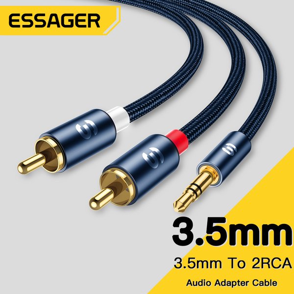 Essager – câbles Audio Jack vers 2 RCA mâle vers femelle, 3.5mm, séparateur, câble Aux pour haut-parleurs, télévision, PC, amplificateurs DVD, fil de cinéma maison