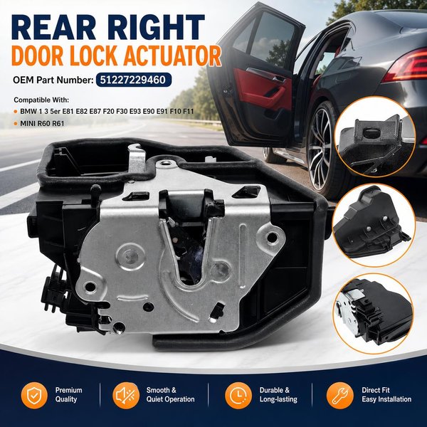 Neuer elektrischer Türschlossaktuator hinten rechts für BMW 1 3 5er E81/E82/E87/F20/F30/E93/E90/E91/F10/F11 für MINI R60/R61 51227229460 Autozubehör