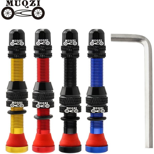 MUQZI 2PCS 60mm Schrader Valve MTB Road Bike A/V Tubeless Rim Valve CNC Wheel Valve For Tubeless Tire Cycling Accessories