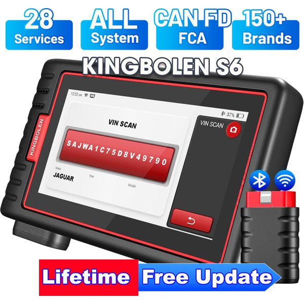 Kingbolen S6 OBD2 Scanner Bluetooth Alle-Systeme-Codeleser Auto-Diagnosegerät CAN FD FCA Auto VIN 28+ Wartungsfunktionen SAS/BMS/TPMS Scan-Tool