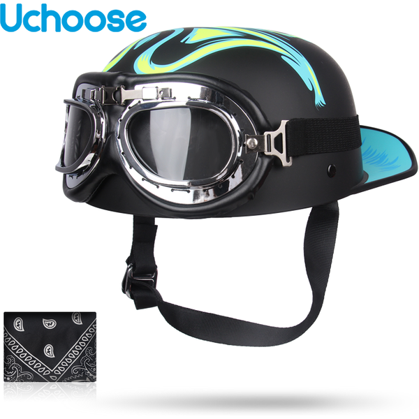 2023Uchoose DS Baseball Cap Helmet Retro Helmets Summer Motorcycle Casque Vintage Open Face Scooter Cruiser Chopper Gangster