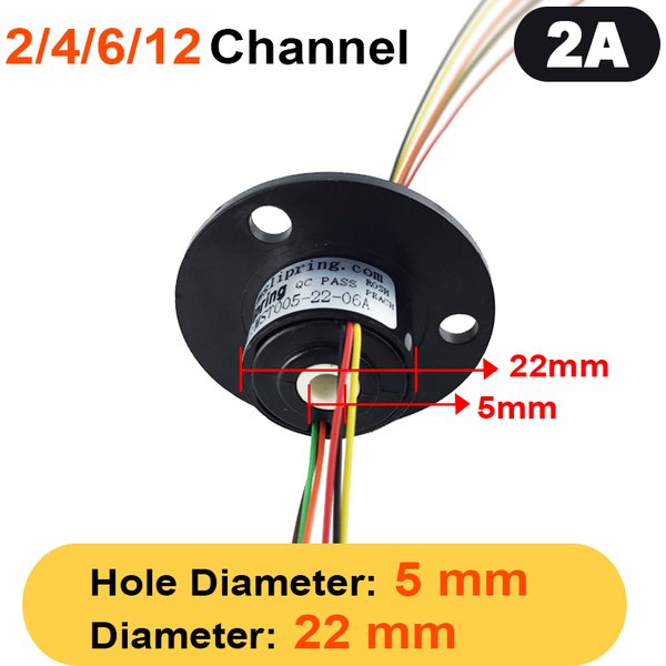 2/4/6/12 Kanäle 2A Hohlwelle Schleifring Drehanschluss mit 5 mm Lochringen für Kamera Gimbal/Riesenradringe