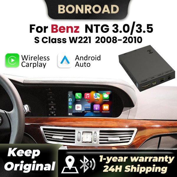 BONROAD Drahtlose CarPlay Android Auto Decoder Für Mercedes Benz S Klasse W221 NTG 3,0 NTG3.5 2008-2010 BT Spiegel Link