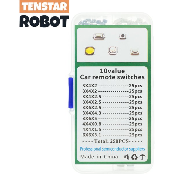250PCS 10 Types Tactile Push Button Touch Switch Remote Keys Button Kit Microswitch