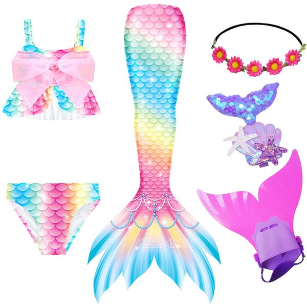 Filles natation queue de sirène Costume de sirène Cosplay fille maillot de bain fantaisie maillots de bain Bikini peut ajouter Monofin Fin Halloween