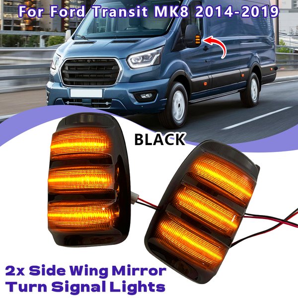 2 szt. LED Dynamiczne Bursztynowe Kierunkowskazy w Lusterka Boczne do Ford Transit MK8 2015+