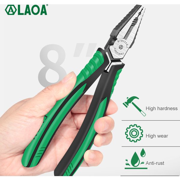 LAOA – pince diagonale cr-v, coupe-fil à Long nez, coupe latérale, cisailles à câble, pince combinée pour électricien