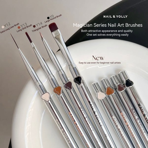 NAIL&YOLLY Ensemble de pinceaux à ongles Magician pour gel UV, liner de traçage, dégradé et motifs floraux, stylos de manucure