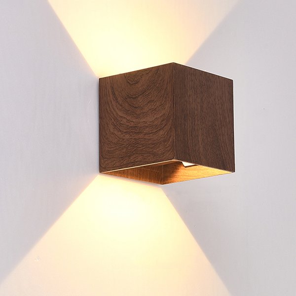 Imitation bois applique murale Led haut vers le bas chevet japon bûche salon chambre décoration murale lampe Wabi Sabi noyer couloir applique
