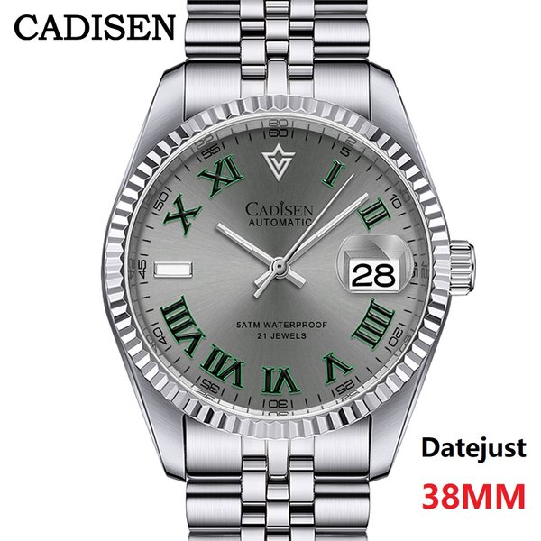 CADISEN 38MM Men's Automatic Mechanical Watch Luxury AR Sapphire Glass Water Resistant Stainless Steel MIYOTA 8215 Reloj Hombre