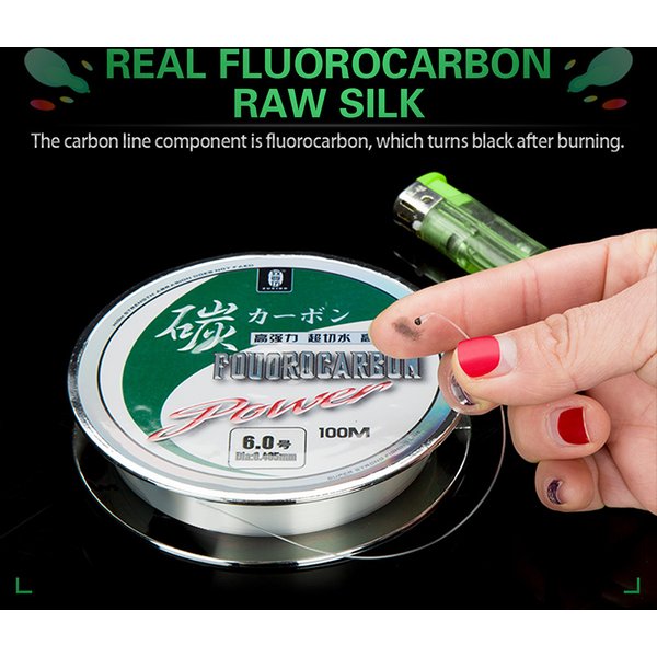 100M 100% Fluorocarbon Fishing Line Japanese Imported Carbon Fiber Line 1-25kg Monofilament Sinking Line Sea Fishing Outdoors