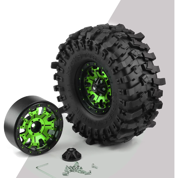 Jeu de pneus en caoutchouc pour jante de roue Beadlock RS 4 pièces 1.9, pour chenille 1/10 RC TRX4 Axial SCX10 et SCX10 II RBx10