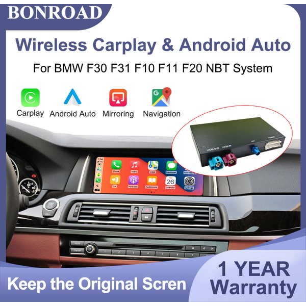 BONROAD Wireless CarPlay & Android Auto Decoder Box For BMW 1-7 Series X1-X5 F30 F32 F34 F36 NBT System Support Mirror Link Airplay Carplay Navigation Plug & Play Upgrade Kit