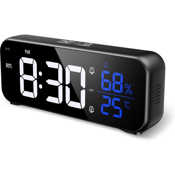 ORIA LED Mirror Alarm Clock Rechargeable Digital Music Voice Clock Desk Clock With Adjustable Brightness for Bedroom Home Office