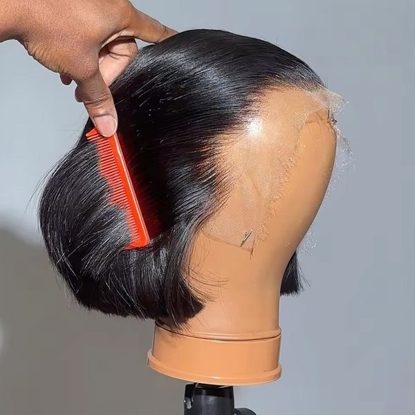 Perruque Bob en cheveux humains, dentelle HD 13x6, pré-coupée 7x5 13x4, sans colle, lisse, prête à porter, couleur naturelle pour femmes