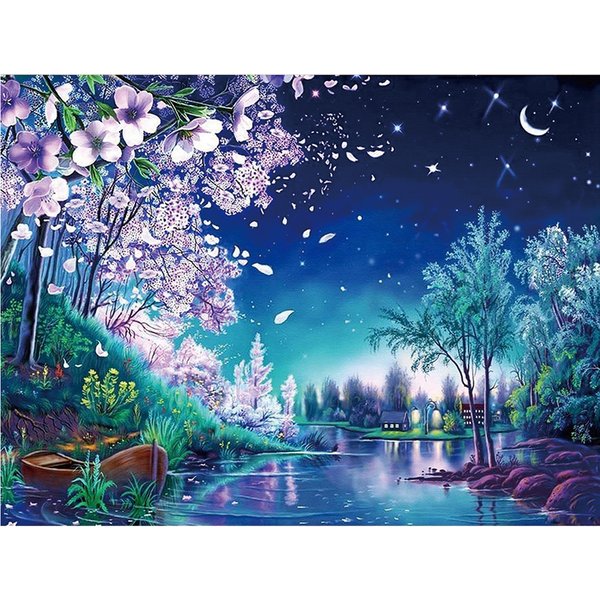 Qizui ciel paysage point de croix bricolage Kit de broderie fleur salon peinture décorative 11CT 9CT imprimé couture Pack ensemble