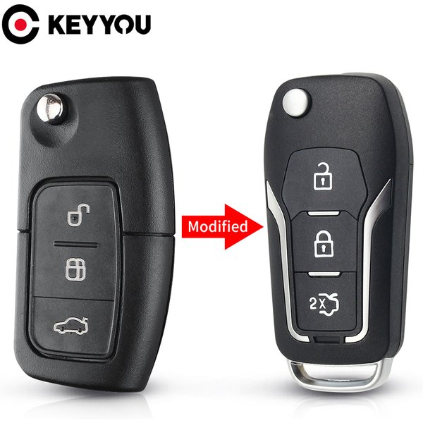 KEYYOU 3 boutons modifié rabat pliant télécommande voiture clé coque pour Ford Focus 2 3 mondeo Fiesta clé Fob étui