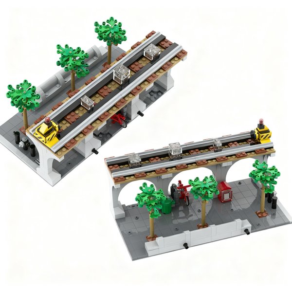 370pcs MOC Super Heroes Marvelal Spider Spider 2 Train Modular Platform Display Stand - Modification Model Building Blocks Toy