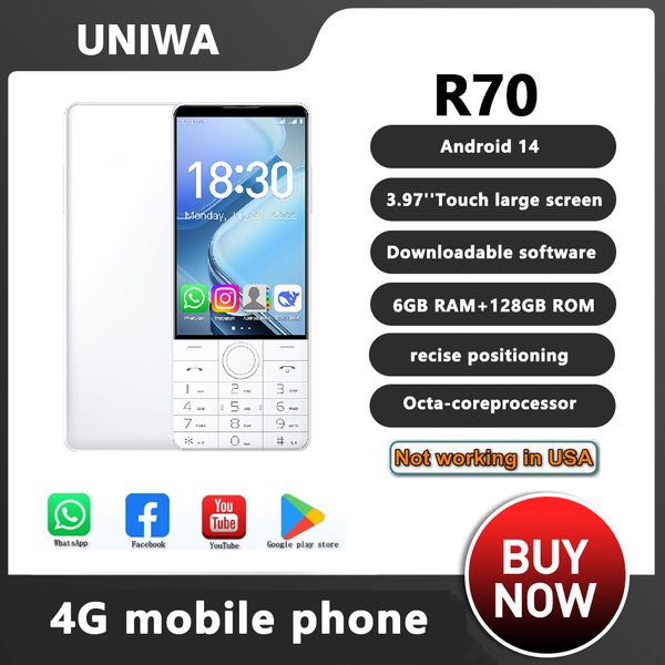 DOOV sans caméra R70 4G clavier à écran tactile intelligent téléphone portable 6GB + 128GB 2600mAh 4.0 pouces Smartphone Android 14 wifi