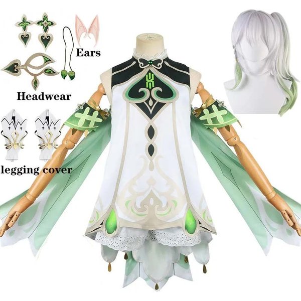 Nahida Cosplay Costume Lesser Lord Kusanali Full Set Dress Ears Wig Nahida Outfits for Comic Con