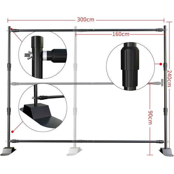 SH 2,4X3M Heavy Duty Hintergrund Ständer Rahmen Schwere Outdoor Schwere Wand Stabile Fotografie Studio Hintergrund Party Hochzeit
