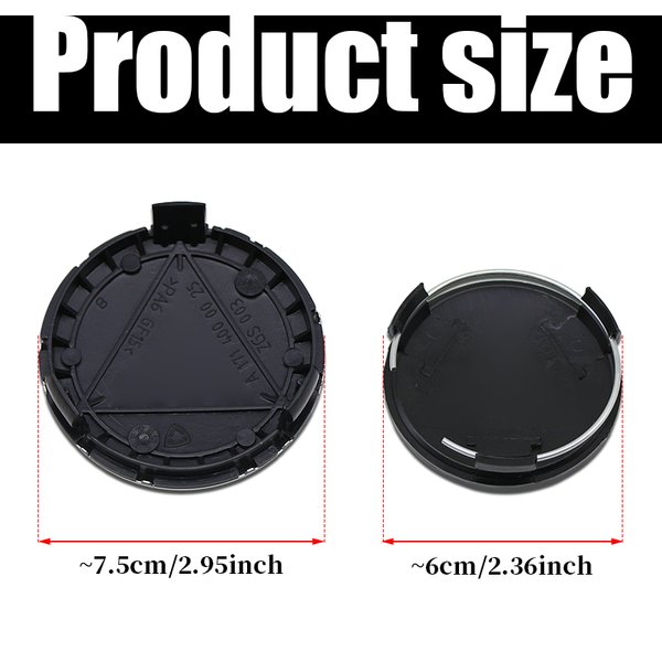 4 Stück 75mm 60mm 3D ABS Auto-Radnabenkappen, Felgenabdeckungen, Emblem-Abzeichen, universell für Auto-Exterieur-Tuning-Styling-Zubehör