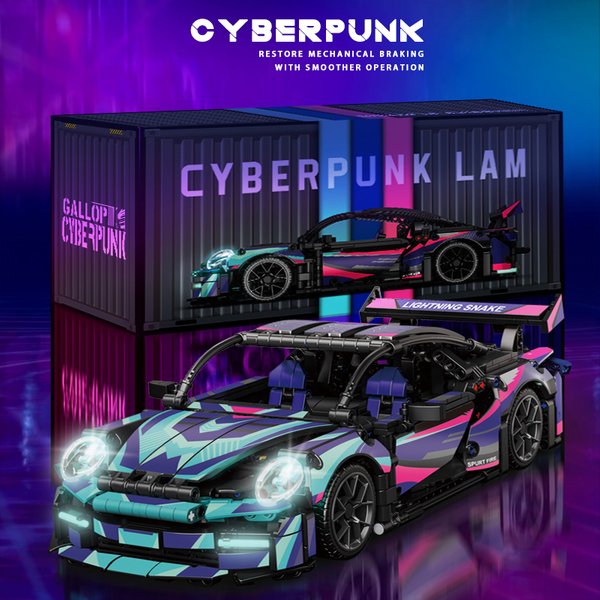Jouet technique de blocs de construction de voiture de course cyberpunk Hypercar, brique de voiture de sport pour garçon adulte, le cadeau de noël parfait pour les enfants Wh